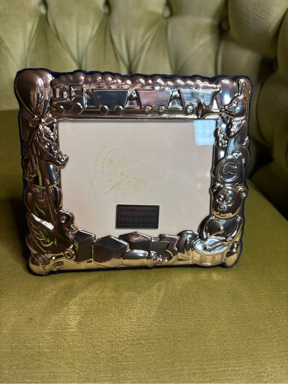 New Carrs Sterling Silver Teddy Toy Box Kids Picture Frame England 5.5